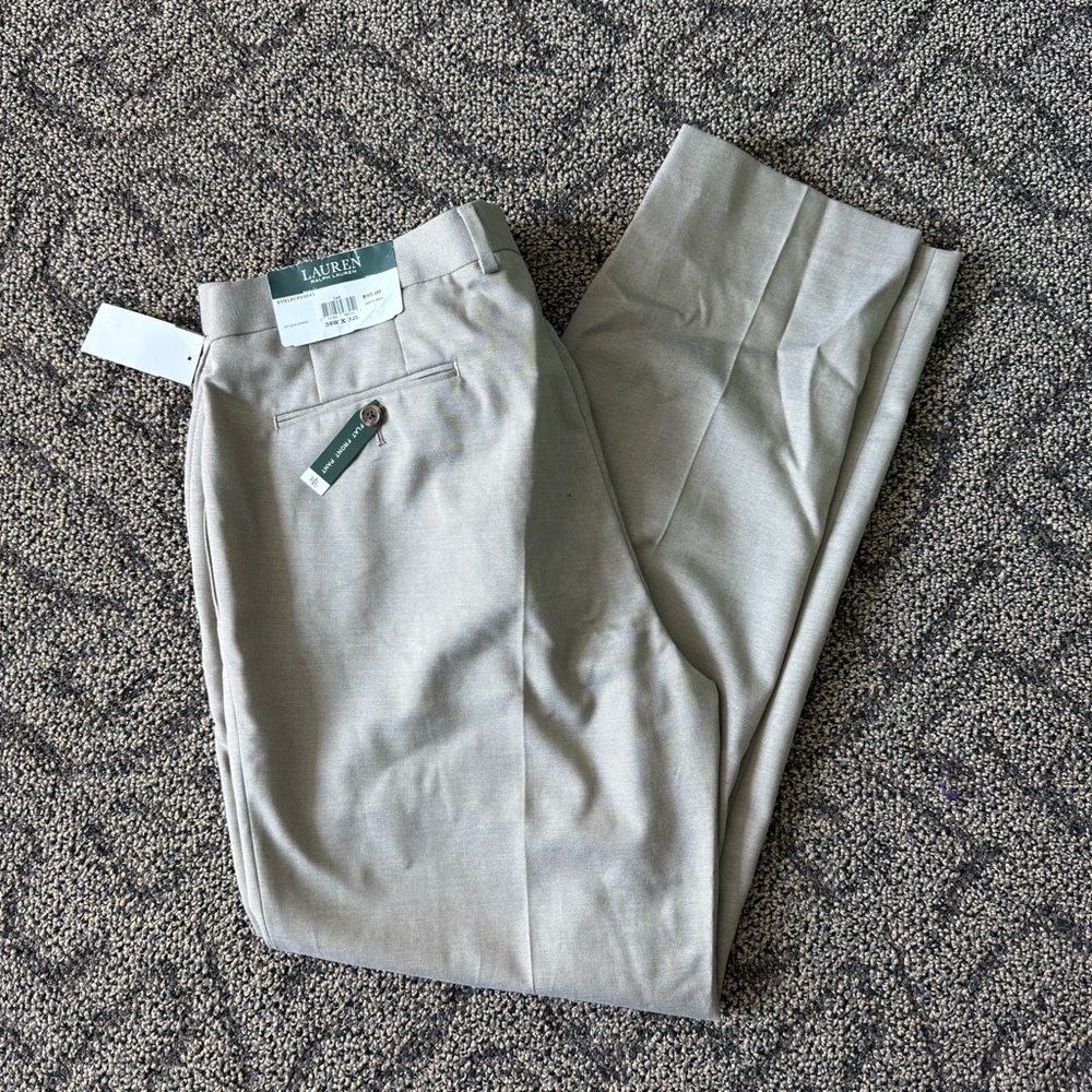 Lauren Ralph Lauren Dark Tan Flat Front Pants